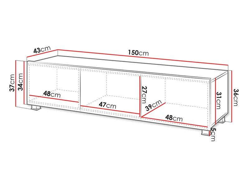 Tessan Tv-bänk 150 cm - brun - Products - Möbler - TV- & Mediamöbler - TV bänk & mediabänk