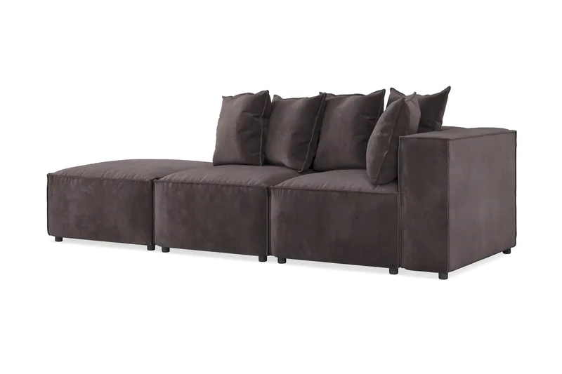 Cubo 3-sits Djup Modulsoffa + Fotpall i Sammet - Mörkgrå - Products - Möbler - Soffa - Modulsoffa - Komplett modulsoffa