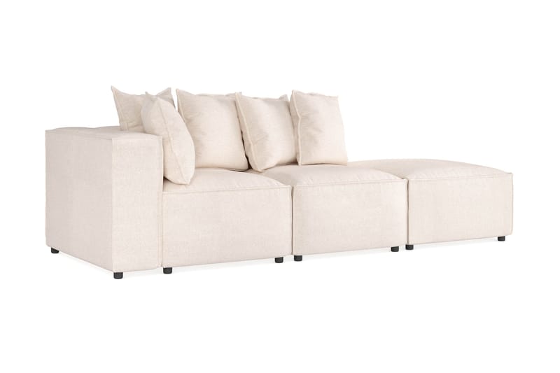 Cubo 3-sits Djup Modulsoffa + Fotpall i Tyg - Beige - Products - Möbler - Soffa - Modulsoffa - Komplett modulsoffa