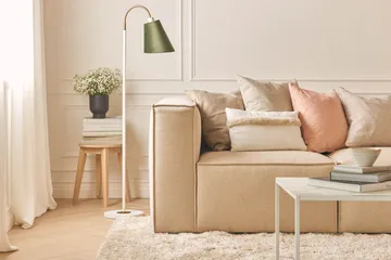Cubo 3-sits Djup Modulsoffa + Fotpall i Tyg - Beige - Products - Möbler - Soffa - Modulsoffa - Komplett modulsoffa