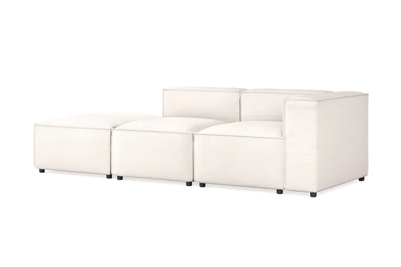 Cubo 3-sits Djup Modulsoffa + Fotpall i Tyg - Vit - Products - Möbler - Soffa - Modulsoffa - Komplett modulsoffa