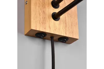 Nilam Vägglampa med läslampa 18 cm LED + E27 trä - Trä/Beige - Products - Belysning - Lampor & belysning inomhus - Sovrumslampa - Sänglampa - Sänglampa vägg