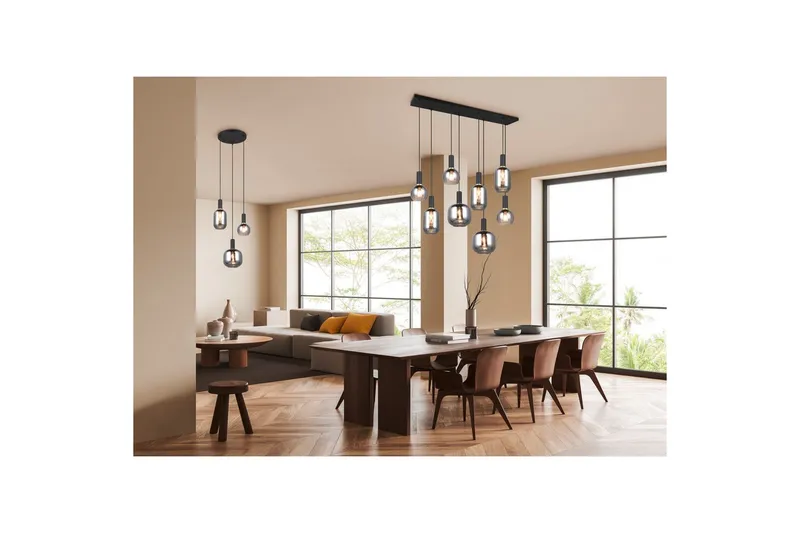 Pendel TRIO Diva 6-del, Mattsvart/kromad - 6-del, Mattsvart/kromad - Products - Belysning - Lampor & belysning inomhus - Taklampa & takbelysning - Kökslampa & taklampa kök