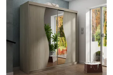 Dunkra Garderob med Spegel LED-belysning Blå 200 cm Båge - Sonomaek - Products - Förvaring - Garderober & garderobssystem