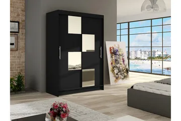 Estella Garderob Skjutdörrar Fyrkantig Spegel - Svart - Products - Förvaring - Garderober & garderobssystem