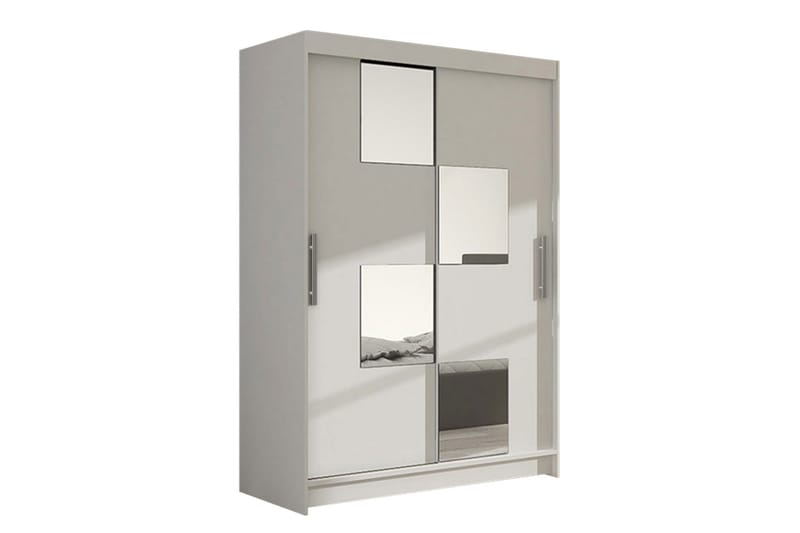 Estella Garderob Skjutdörrar Fyrkantig Spegel, Vit