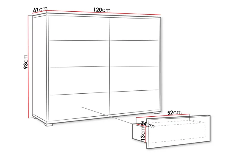 Agawal Byrå 120 cm - Brun - Products - Förvaring - Förvaringsmöbler - Byrå