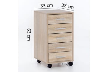 Rullkontejner Wohnling 5 lådor med hjul, folierad spånskiva, modern stil Sonoma - Sonoma - Products - Förvaring - Förvaringsmöbler - Byrå - Hallbyrå