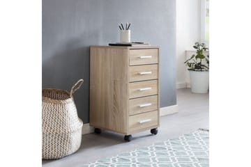 Rullkontejner Wohnling 5 lådor med hjul, folierad spånskiva, modern stil Sonoma - Sonoma - Products - Förvaring - Förvaringsmöbler - Byrå - Hallbyrå