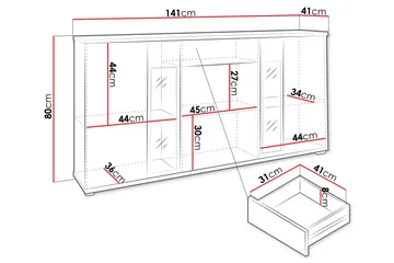 Salsa Byrå 140x40x80 cm - Beige/Grå - Products - Förvaring - Förvaringsmöbler - Byrå - Hallbyrå