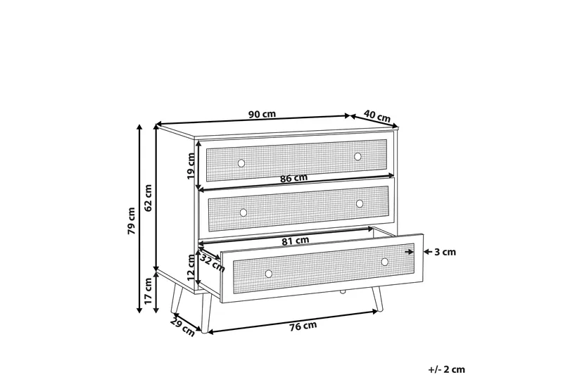 Skänk rotting ljusbrun PONCA - Trä/natur - Products - Förvaring - Förvaringsmöbler - Byrå - Hallbyrå