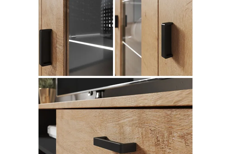 Soho Byrå 41x120 cm LED-belysning - Ek/Svart/Vit/Vit LED - Products - Förvaring - Förvaringsmöbler - Byrå - Hallbyrå