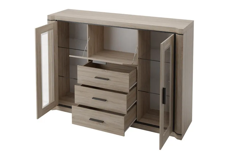 Dallas Skänk 157x43,5x111 cm LED-belysning - Ek/Led-Belysning - Products - Förvaring - Förvaringsmöbler - Sideboard & skänk