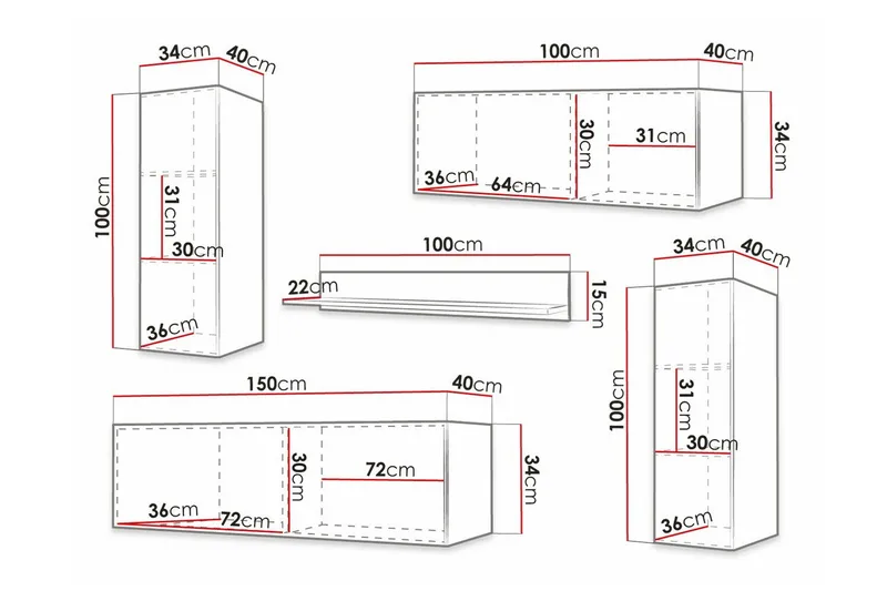 Dunvegan Möbelset För Vardagsrum Black - Products - Förvaring - Förvaringsmöbler - Möbelset för vardagsrum