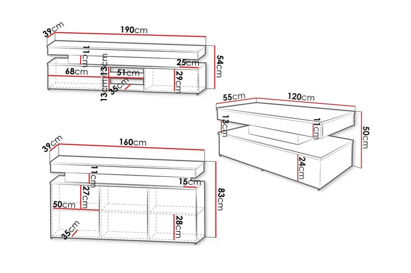 Glenndale Möbelset För Vardagsrum - Vit - Products - Förvaring - Förvaringsmöbler - Möbelset för vardagsrum