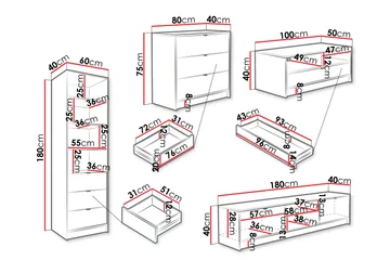 Gudelia Möbelset För Vardagsrum - Vit - Products - Förvaring - Förvaringsmöbler - Möbelset för vardagsrum