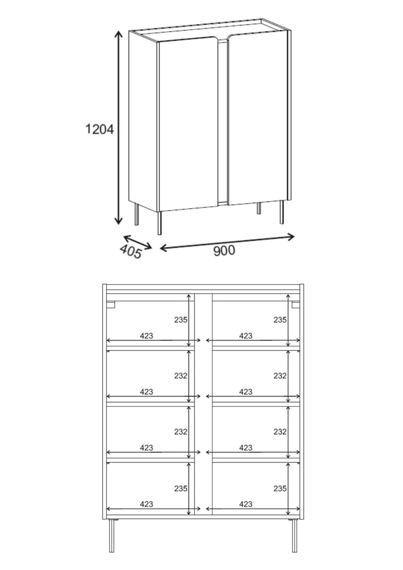 Lomar Sideboard 90x120,4x40,5 cm - Antracit, naturlig ek, svart - Products - Förvaring - Förvaringsmöbler - Sideboard & skänk