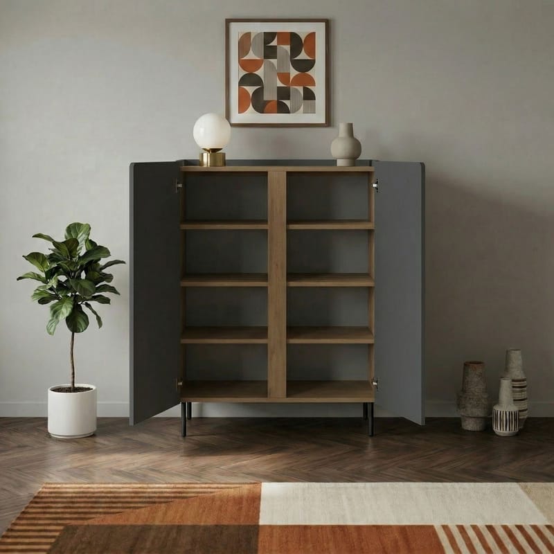 Lomar Sideboard 90x120,4x40,5 cm - Antracit, naturlig ek, svart - Products - Förvaring - Förvaringsmöbler - Sideboard & skänk