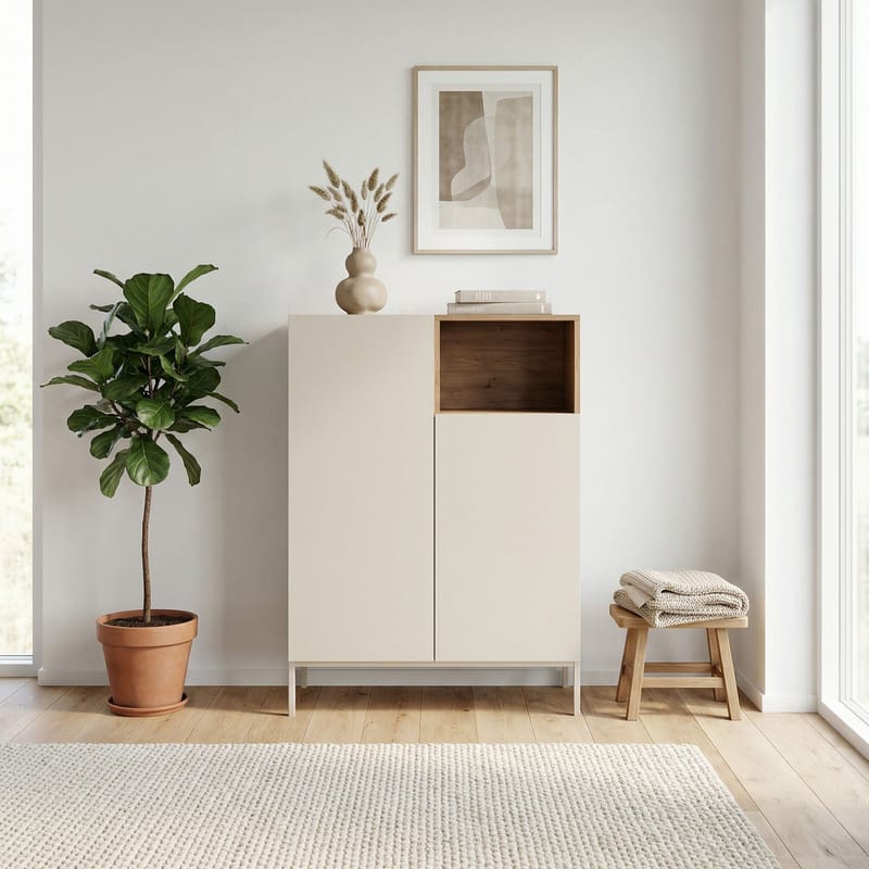Morlen Sideboard 90x120x41,8 cm - Santstone och naturlig ek - Products - Förvaring - Förvaringsmöbler - Sideboard & skänk
