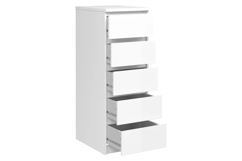 Naia Byrå 40 cm 5 Lådor - Vit/Högglans - Products - Förvaring - Förvaringsmöbler - Byrå