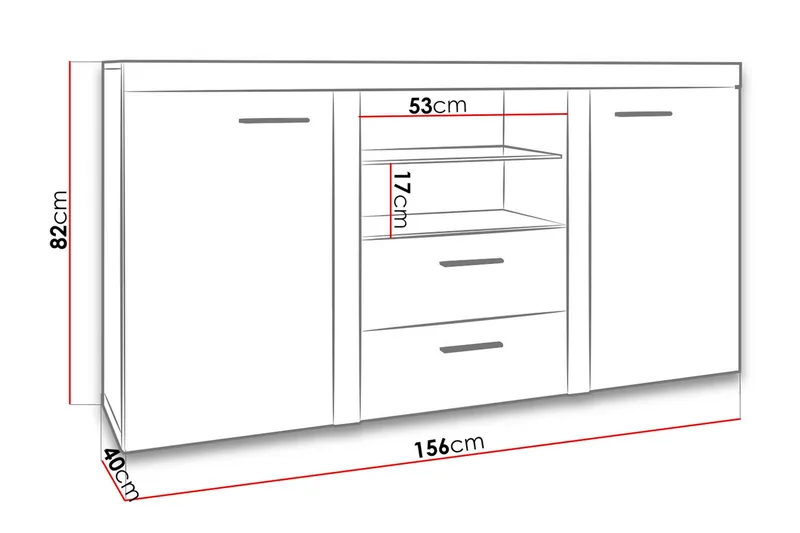 Rumba Skänk 157x40x81 cm - Vit - Products - Förvaring - Förvaringsmöbler - Sideboard & skänk