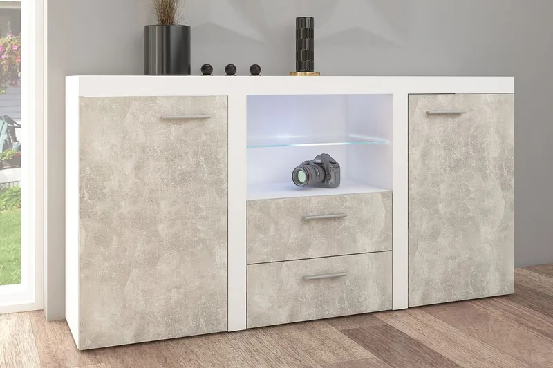 Rumba Skänk 157x40x81 cm - Vit/Betong - Products - Förvaring - Förvaringsmöbler - Sideboard & skänk