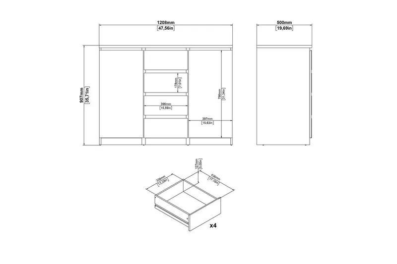 Salomns Skänk 120,8 cm - Vit - Products - Förvaring - Förvaringsmöbler - Sideboard & skänk