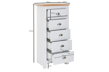 Seddik Sideboard 39 cm Rektangulär - Vit/Natur - Products - Förvaring - Förvaringsmöbler - Sideboard & skänk