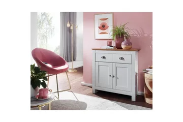 Sideboard Wohnling Melaminbelagd spånskiva tvåfärgad optik ek/vit 2 dörrar 2 lådor modern - Products - Förvaring - Förvaringsmöbler - Sideboard & skänk