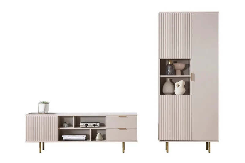 Staffin Möbelset För Vardagsrum, Cashmere