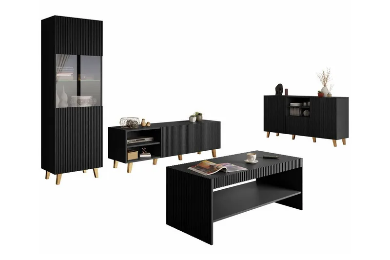 Strontian Möbelset För Vardagsrum Scandinavian Choice Black