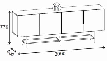 Truvia Konsol 200x77,9x40 cm - Milano Walnut och svart - Products - Förvaring - Förvaringsmöbler - Sideboard & skänk