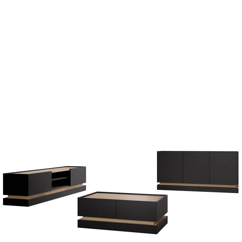 Zelric Möbelset För Vardagsrum, Svart