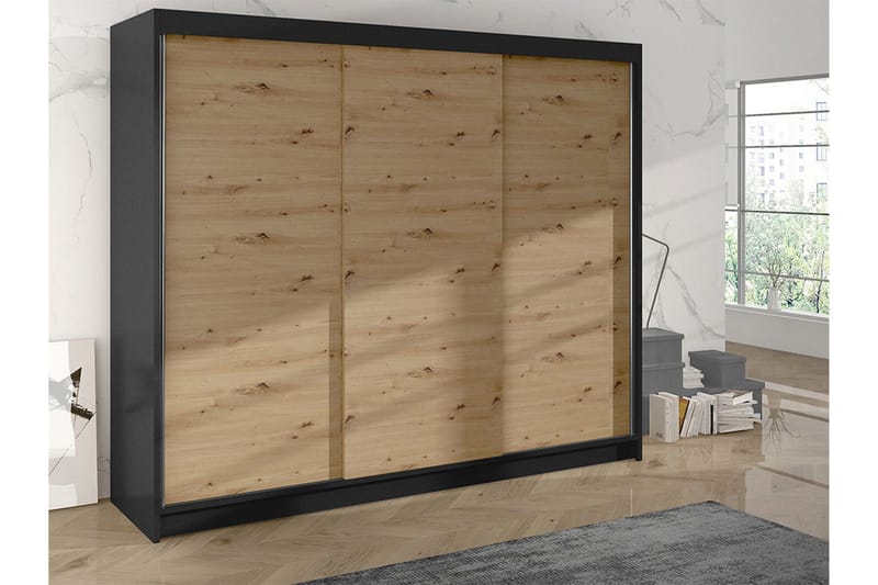 Cyria Garderob 200x215 cm - Brun/Svart - Products - Förvaring - Garderober & garderobssystem - Garderobsskåp