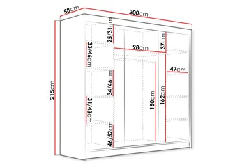 Dianna Garderob 200x215 cm - Vit/Svart - Products - Förvaring - Garderober & garderobssystem - Garderobsskåp