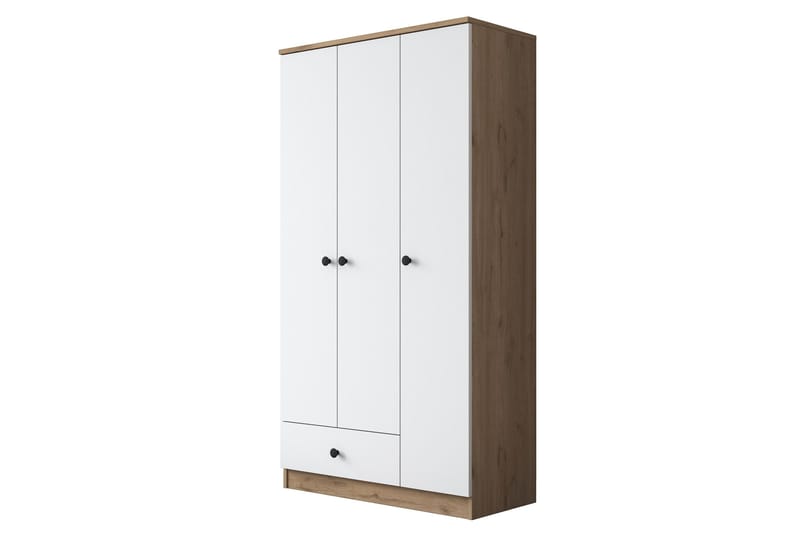 Jain Garderob 90x170 cm Brun/Vit - Hanah Home - Products - Förvaring - Garderober & garderobssystem - Garderobsskåp