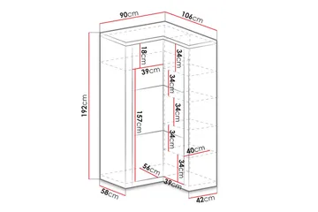 Indianapolis Garderob 106x58x192 cm - Ljus ask - Products - Förvaring - Garderober & garderobssystem - Hörngarderob