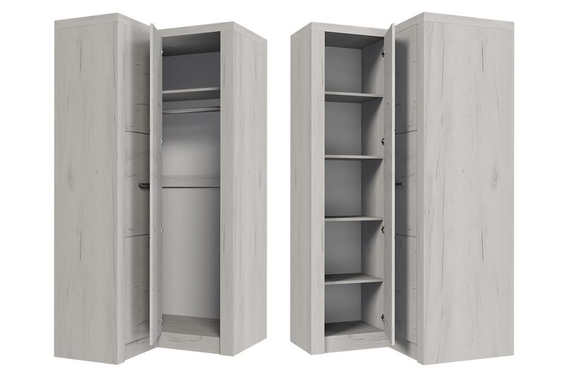 Indianapolis Garderob 106x58x192 cm - Mörk ask - Products - Förvaring - Garderober & garderobssystem - Hörngarderob