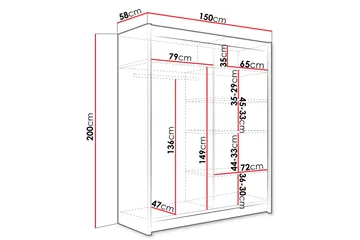 Leila Garderob 150x200 cm - Vit - Products - Förvaring - Garderober & garderobssystem - Garderobsskåp