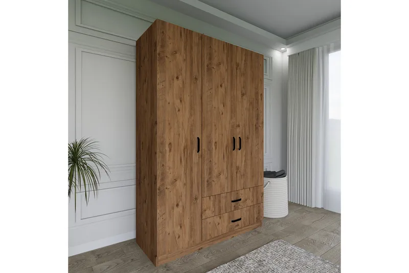 Yaman Garderob 120x181 cm - Valnöt - Products - Förvaring - Garderober & garderobssystem - Garderobsskåp