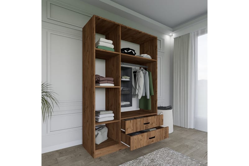 Yaman Garderob 120x181 cm - Valnöt - Products - Förvaring - Garderober & garderobssystem - Garderobsskåp