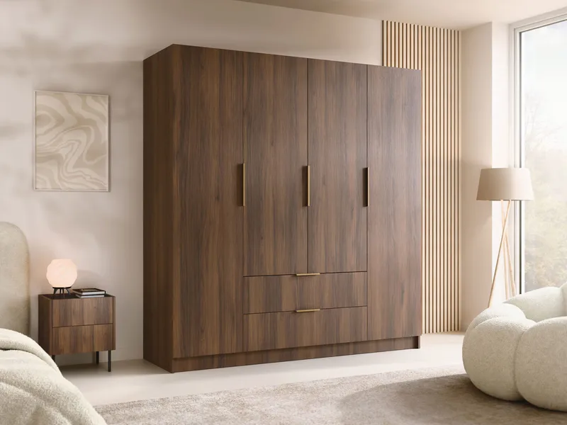 Herrljunga Garderob 200x215 cm med lådor - Brun/Guld - Products - Förvaring - Garderober & garderobssystem