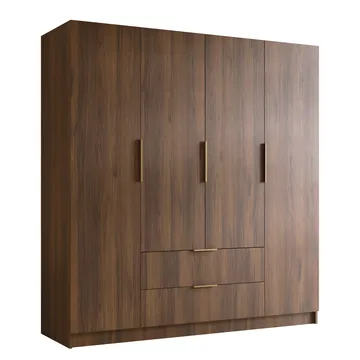 Herrljunga Garderob 200x215 cm med lådor - Brun/Guld - Products - Förvaring - Garderober & garderobssystem