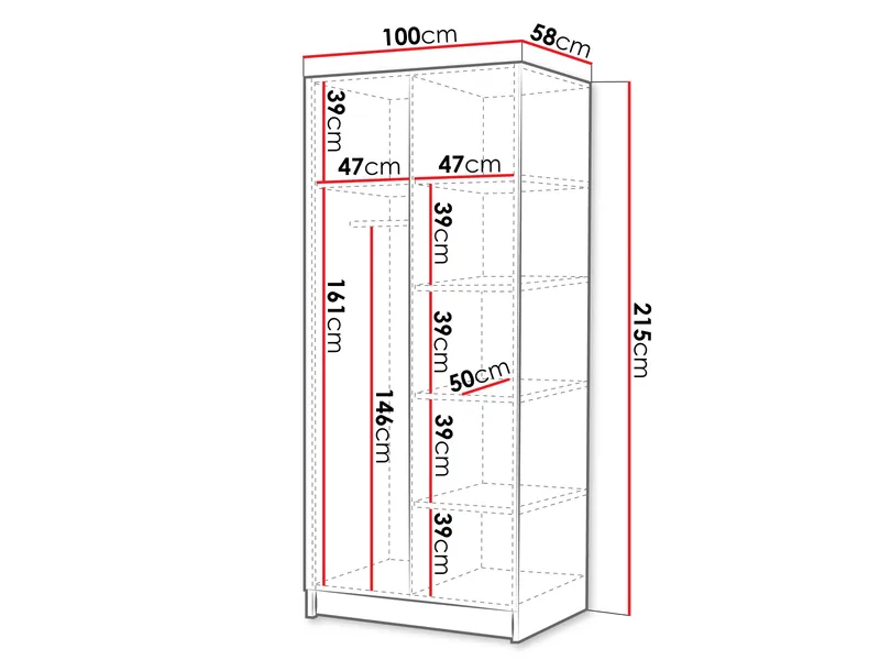 Herrljunga Garderob med Spegel 100x215 cm - Brun/Guld/Spegel - Products - Förvaring - Garderober & garderobssystem