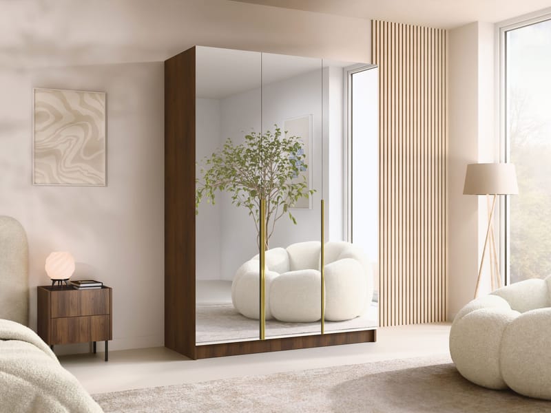 Herrljunga Garderob med Spegel 150x215 cm - Guld/Spegel - Products - Förvaring - Garderober & garderobssystem