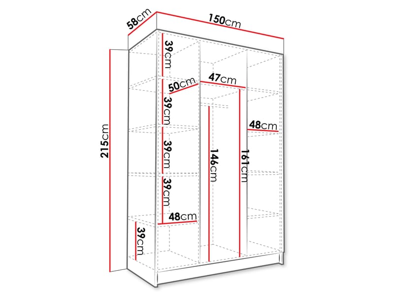Herrljunga Garderob med Spegel 150x215 cm - Guld/Spegel - Products - Förvaring - Garderober & garderobssystem