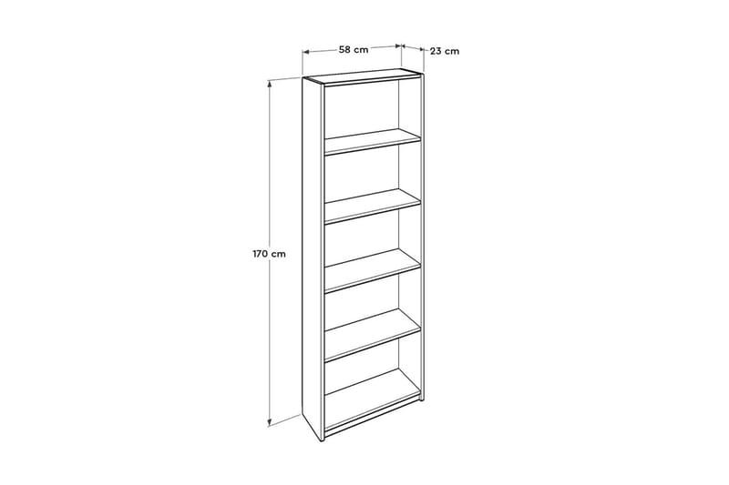 Bokhylla 170x58 cm - Vit - Products - Förvaring - Hylla - Bokhylla
