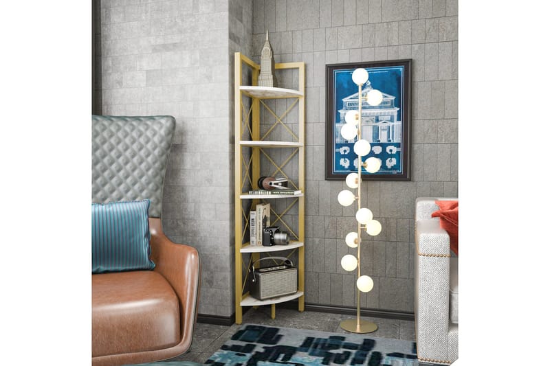 Desgrar Bokhylla 30,5x160 cm - Guld - Products - Förvaring - Hylla - Hörnhylla