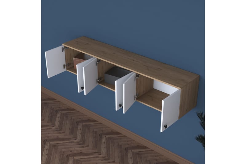 Jaibir Vägghylla 179,6x37,5 cm Brun/Vit - Hanah Home - Products - Förvaring - Hylla - Vägghylla