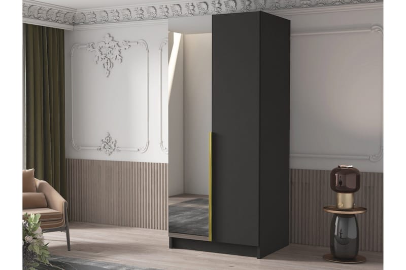 Julissa Garderob med Spegel 100 cm - Svart/Guld - Products - Förvaring - Garderober & garderobssystem
